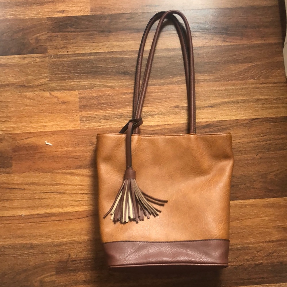 Faux Leather Brown Minimalistic Shoulder Bag/Tote/Purse
